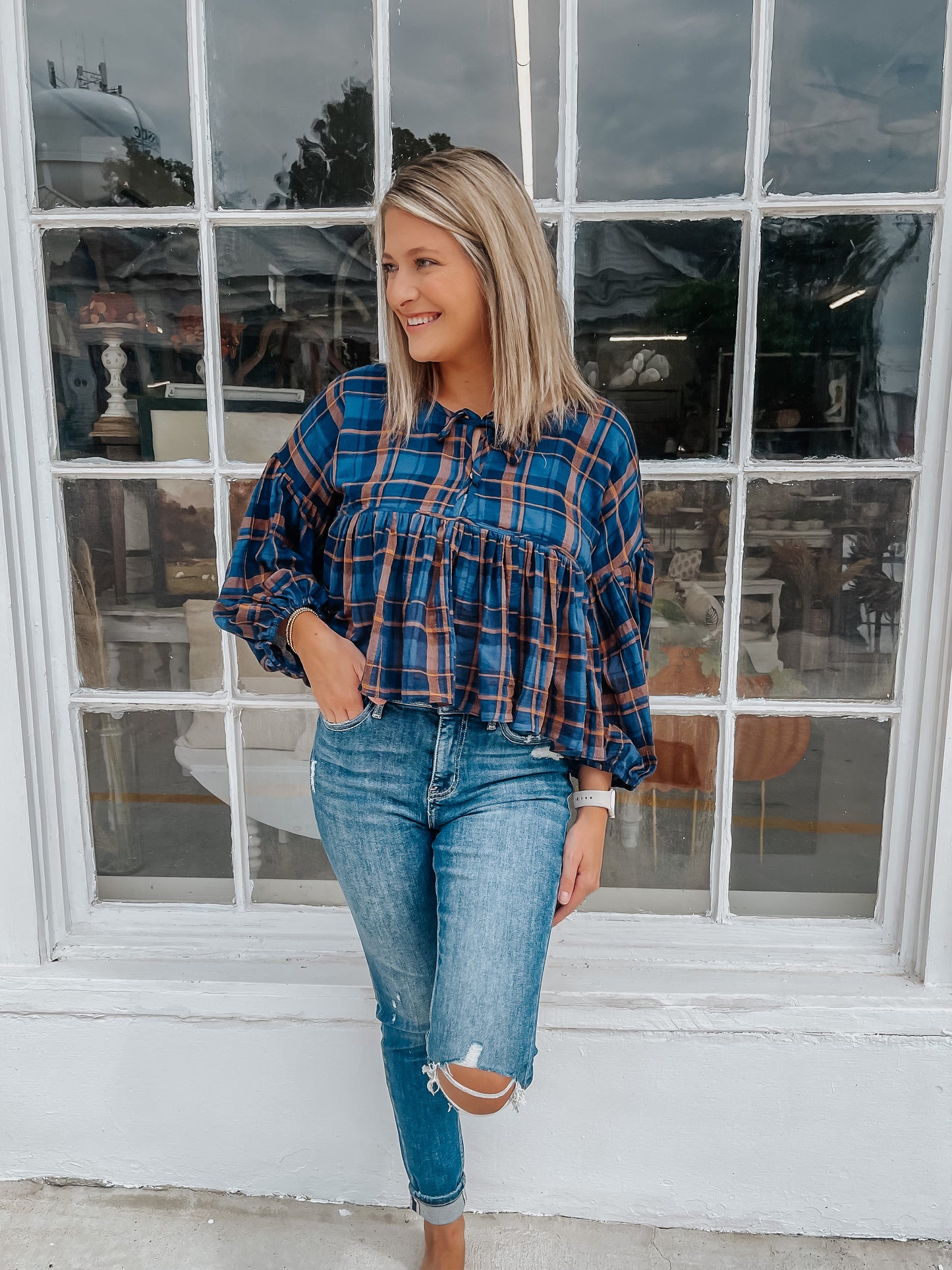 Sheer Crinkle Baby Doll Top
