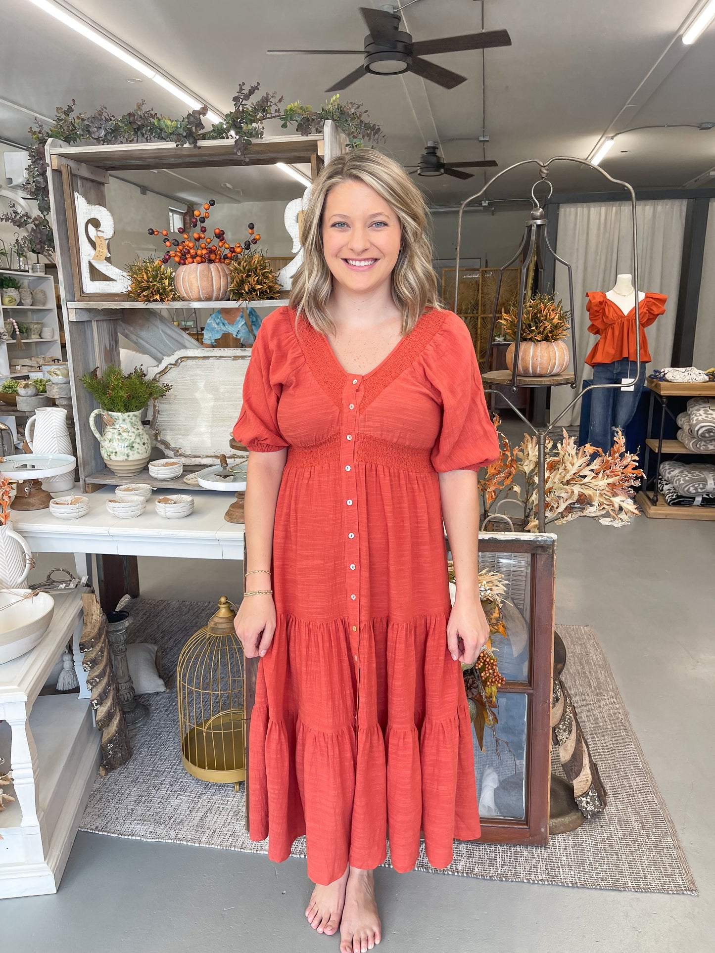 Tiered Linen Dress with open back