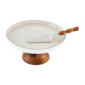 Milk Glass Cake Set with Serving piece