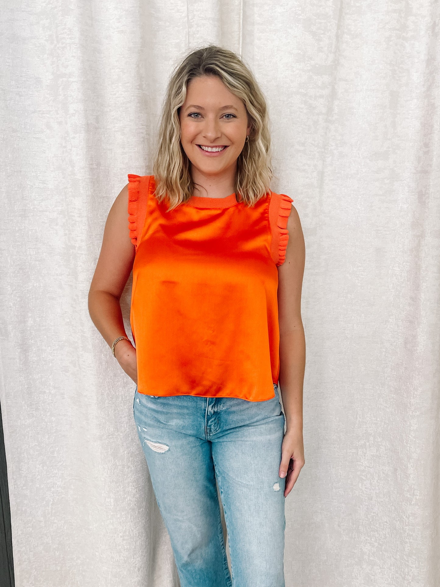 Orange Satin Top