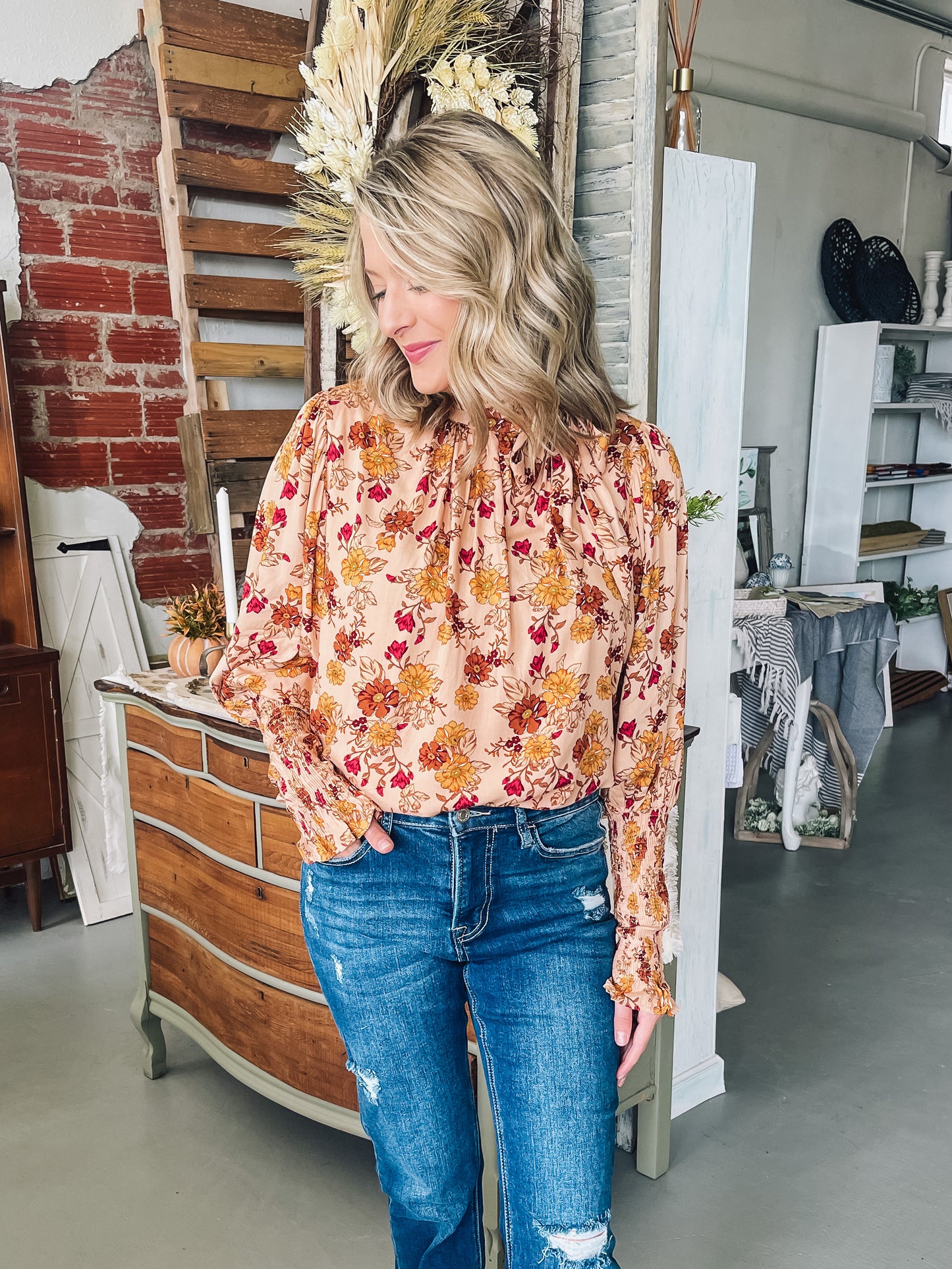 Floral High Neck Top