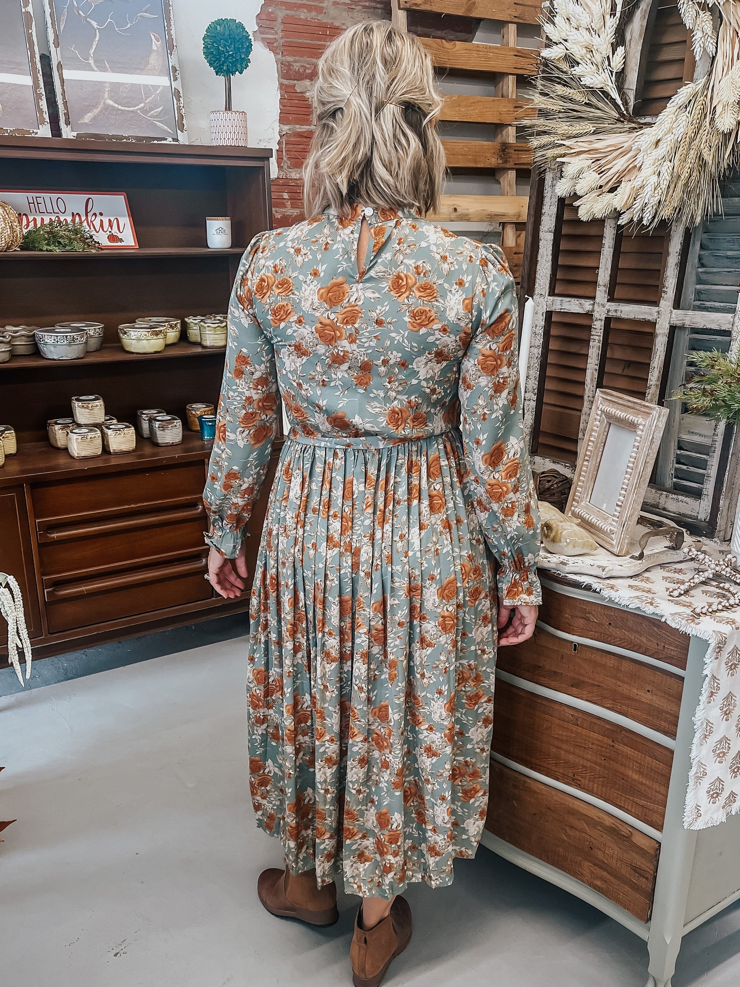 High Neck Floral Dress