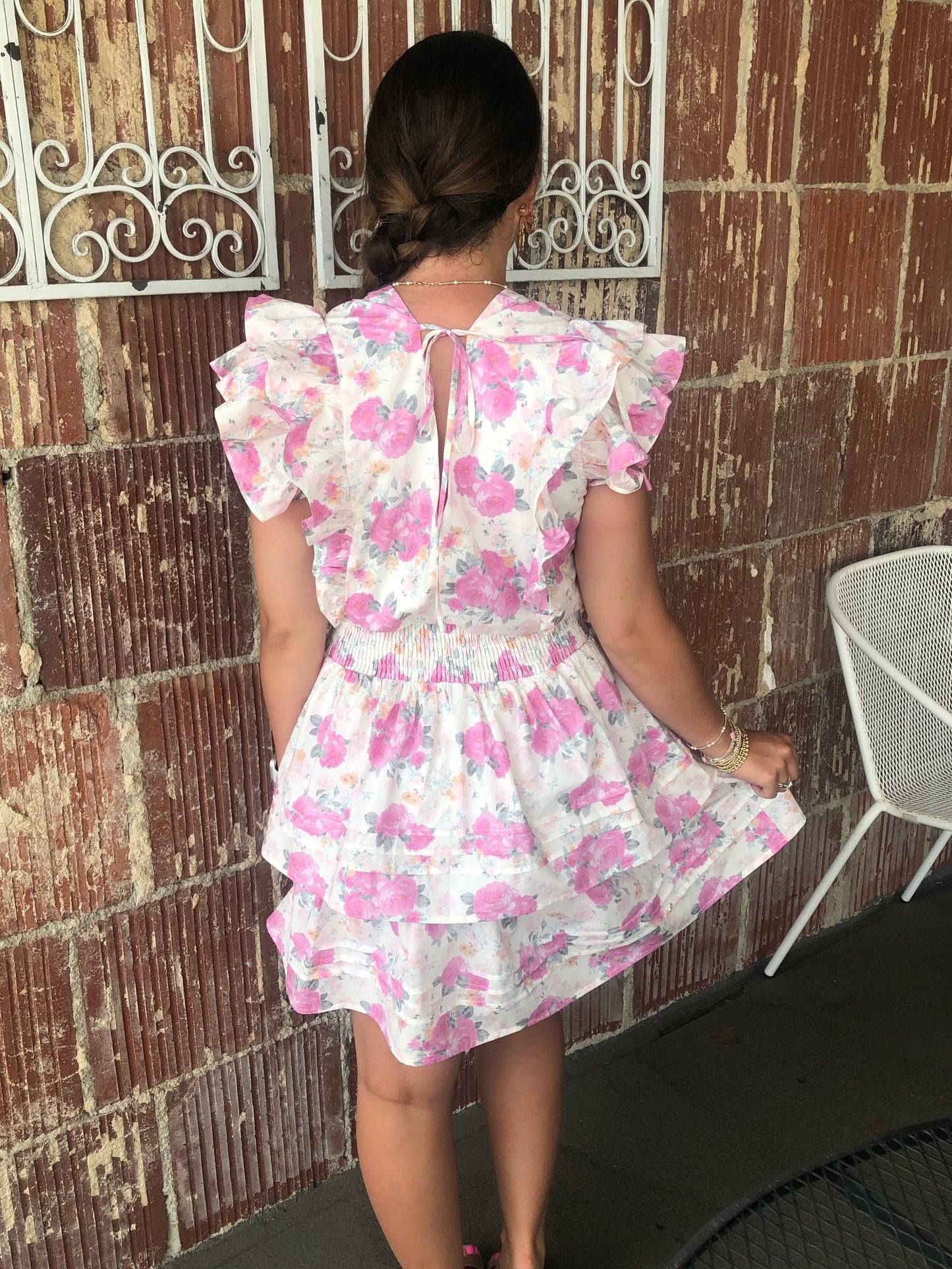 Floral Print V-Neck Mini Dress
