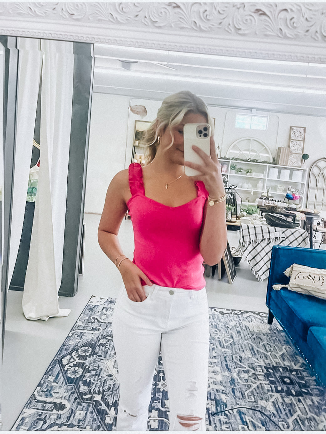 High Roller Ruffle Strap Ribbed Knit Tank