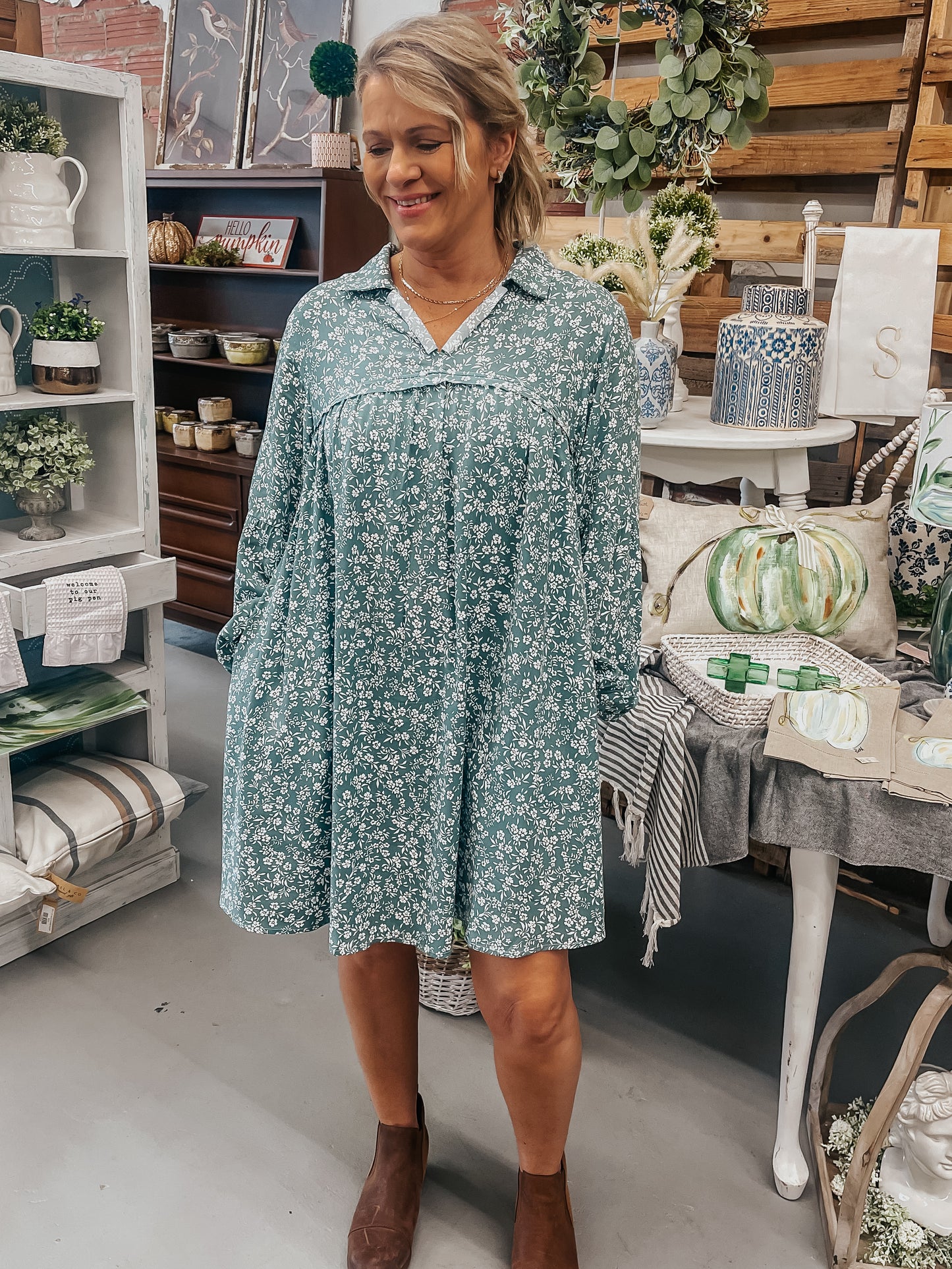 Floral Puff Sleeve Babydoll Dress