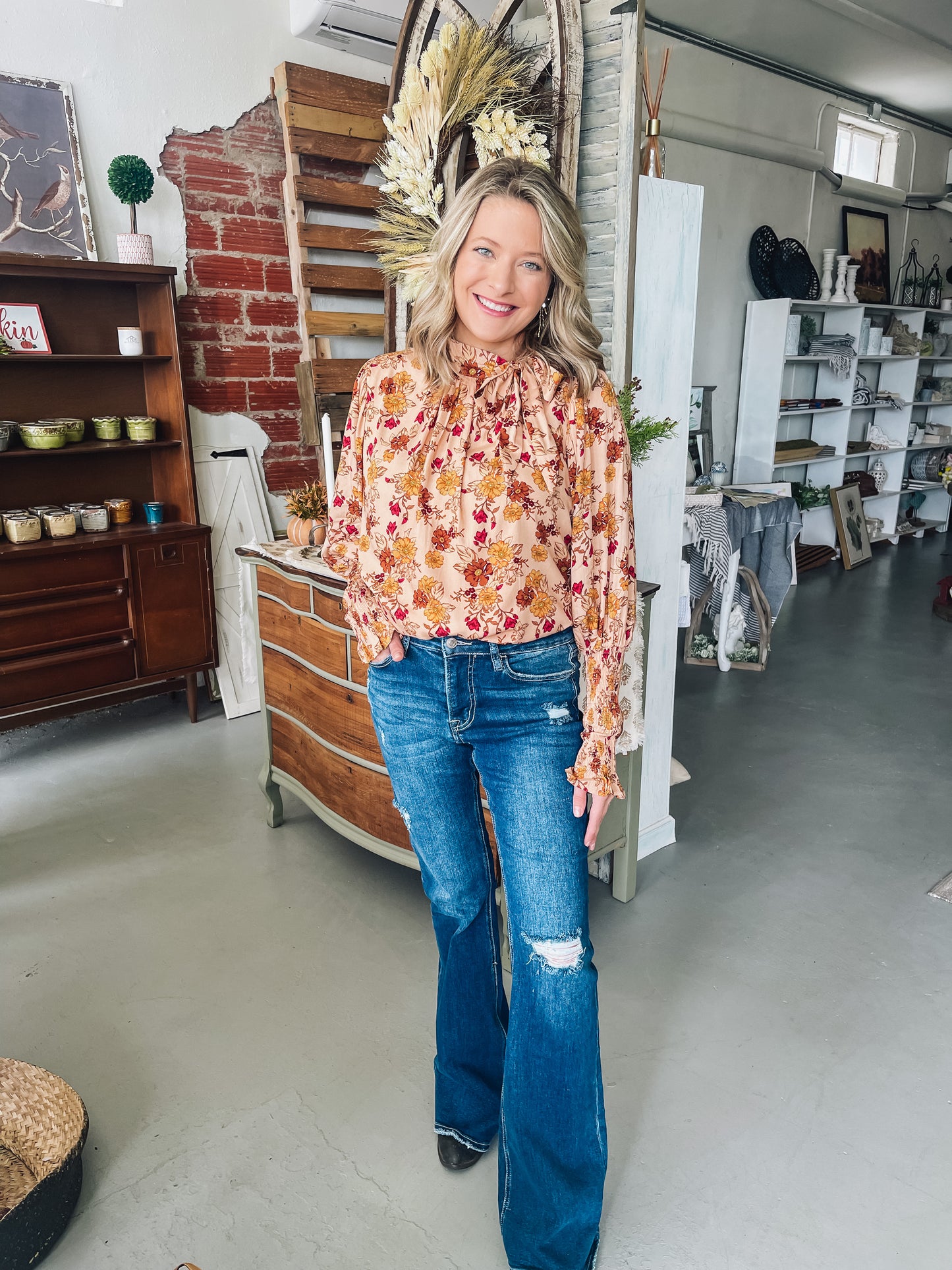 Floral High Neck Top