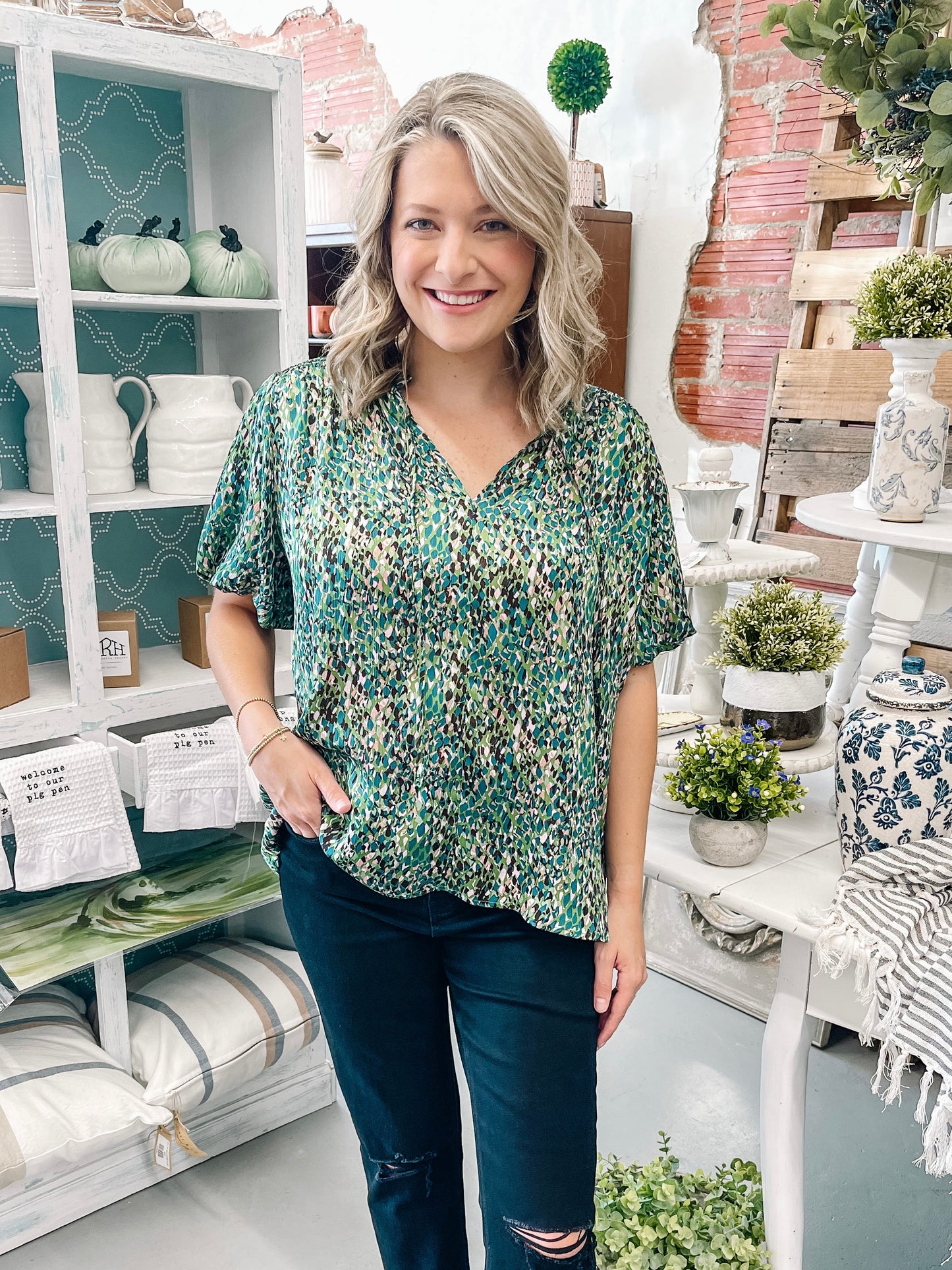 Front Tie Short Sleeve Blouse