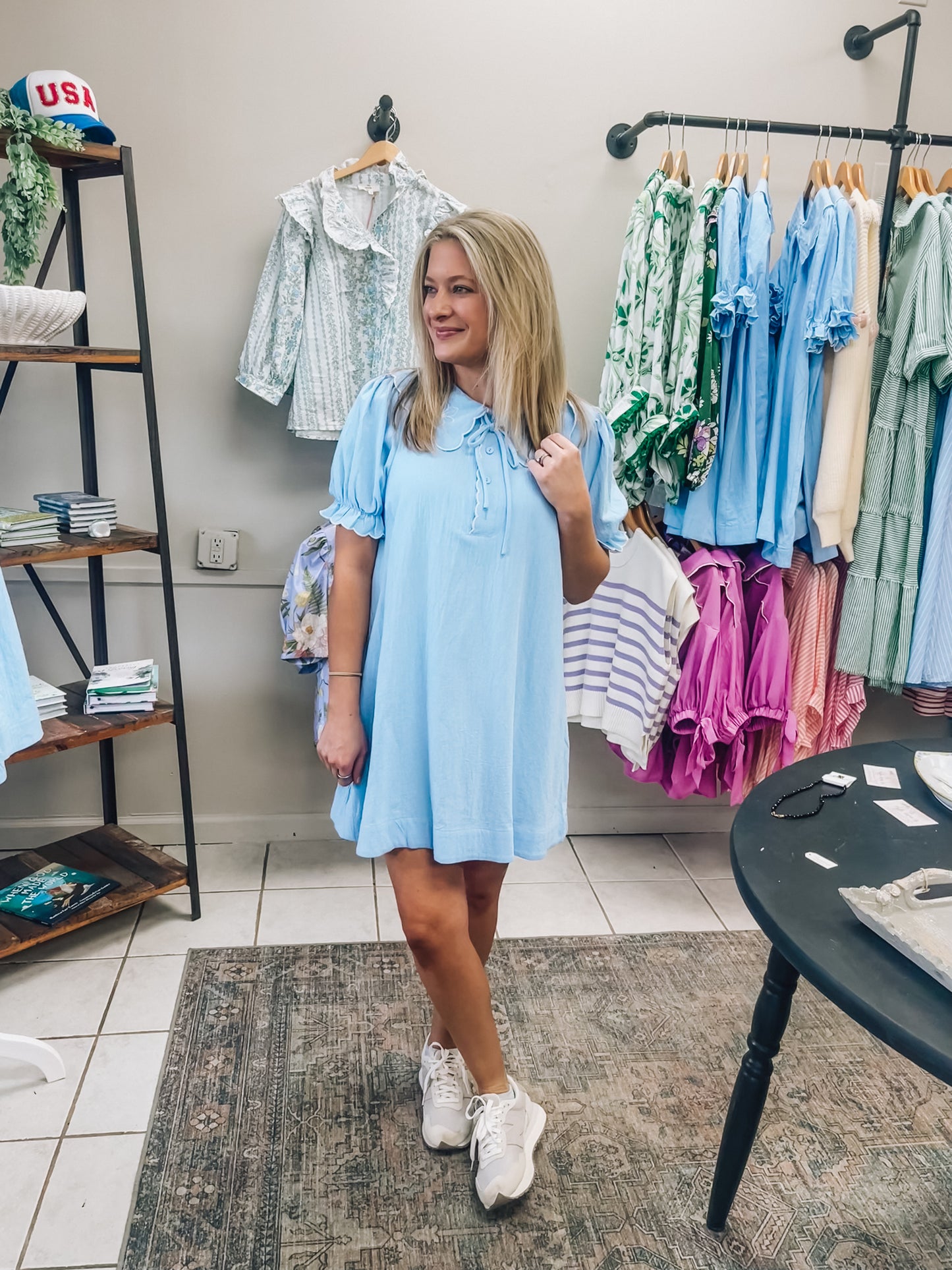 Scallop Embroidered Mini Dress