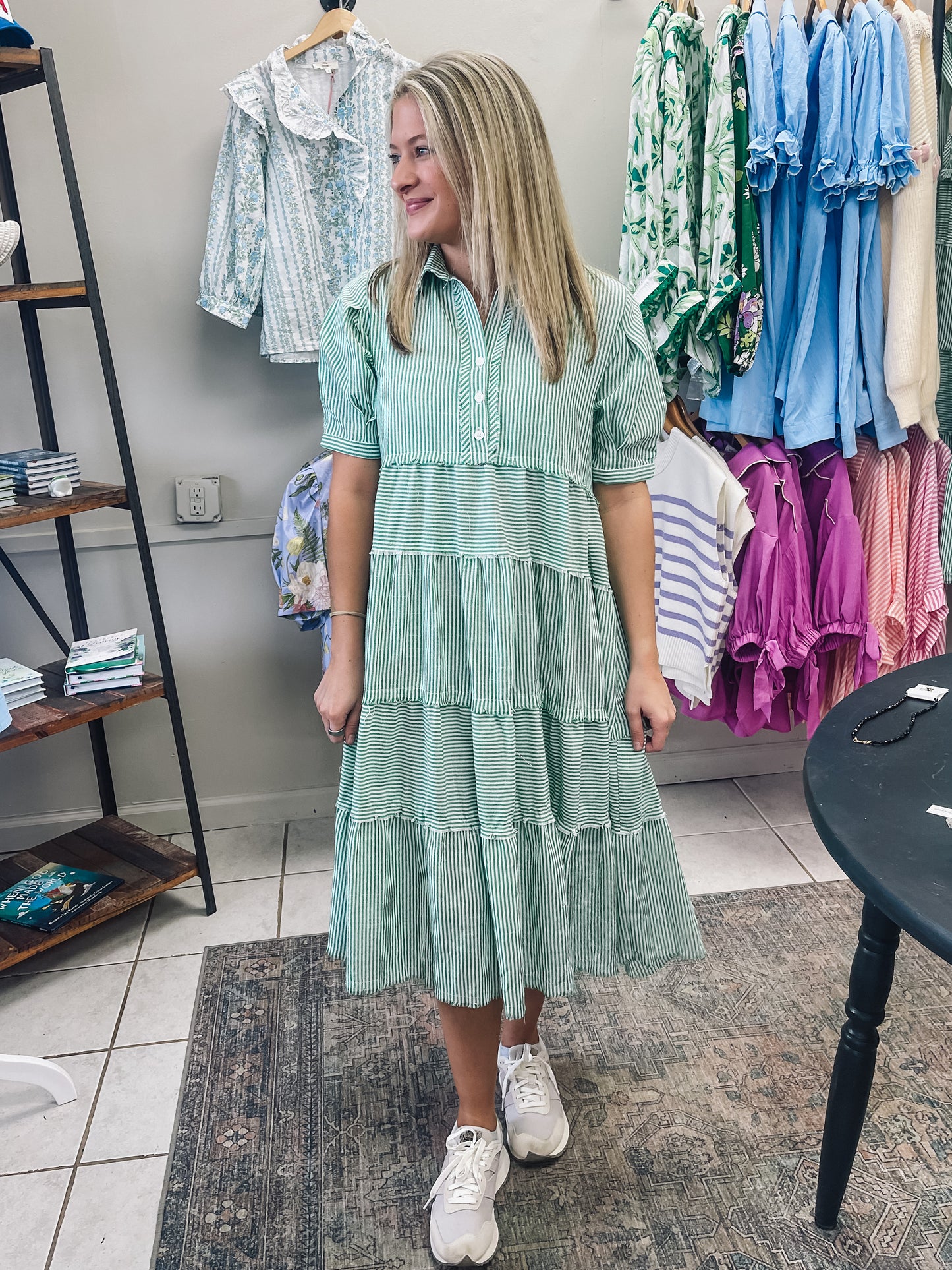 Seersucker Midi Dress
