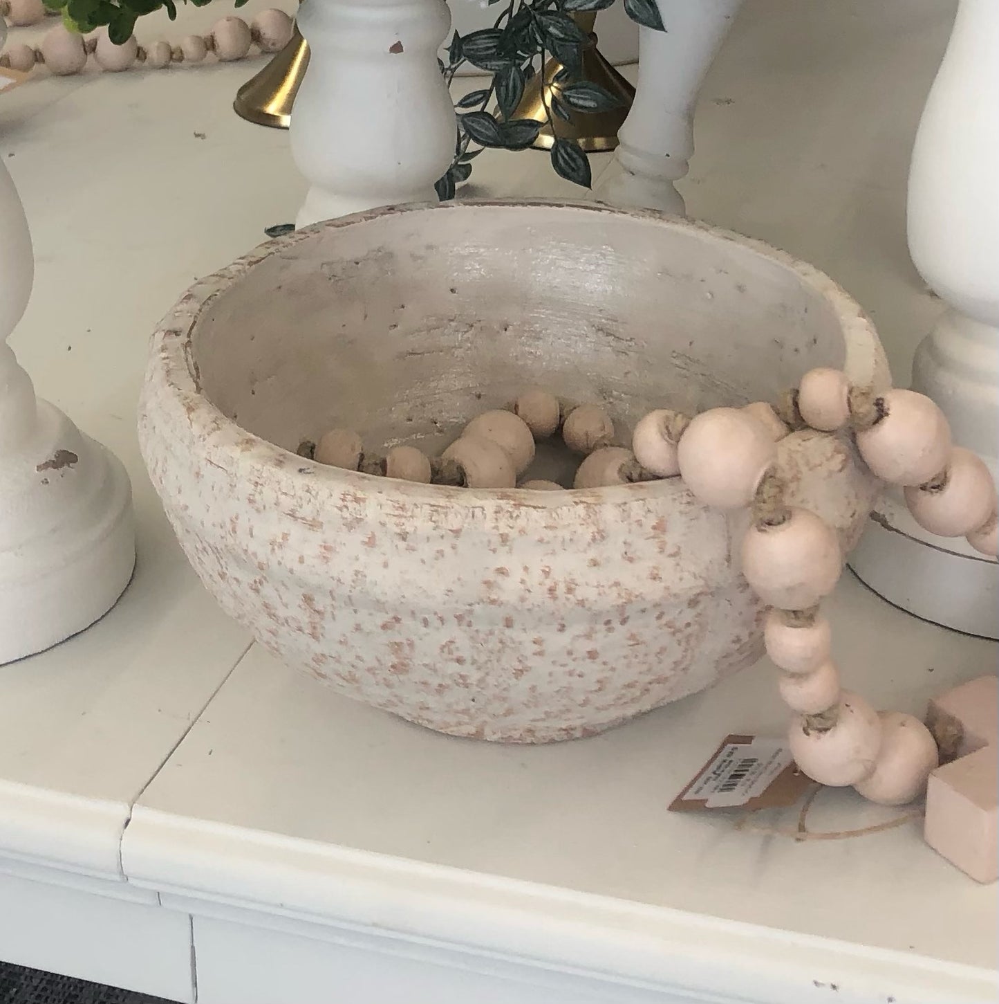 White Wash Terra Cotta Bowl