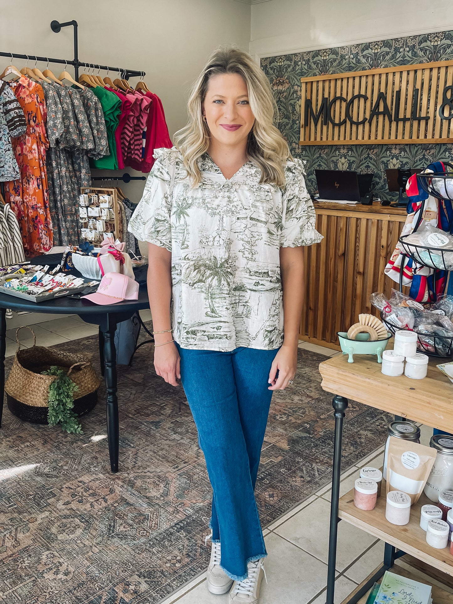 Olive Tropical Blouse