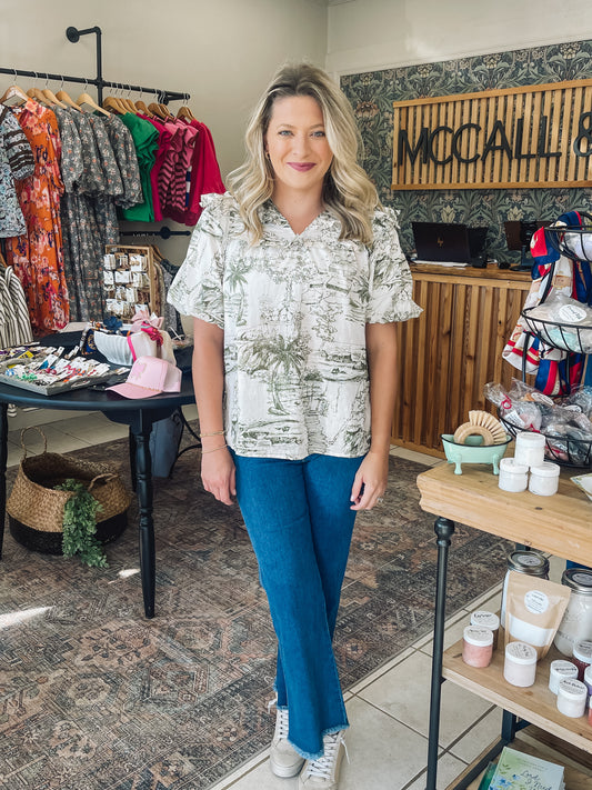 Olive Tropical Blouse