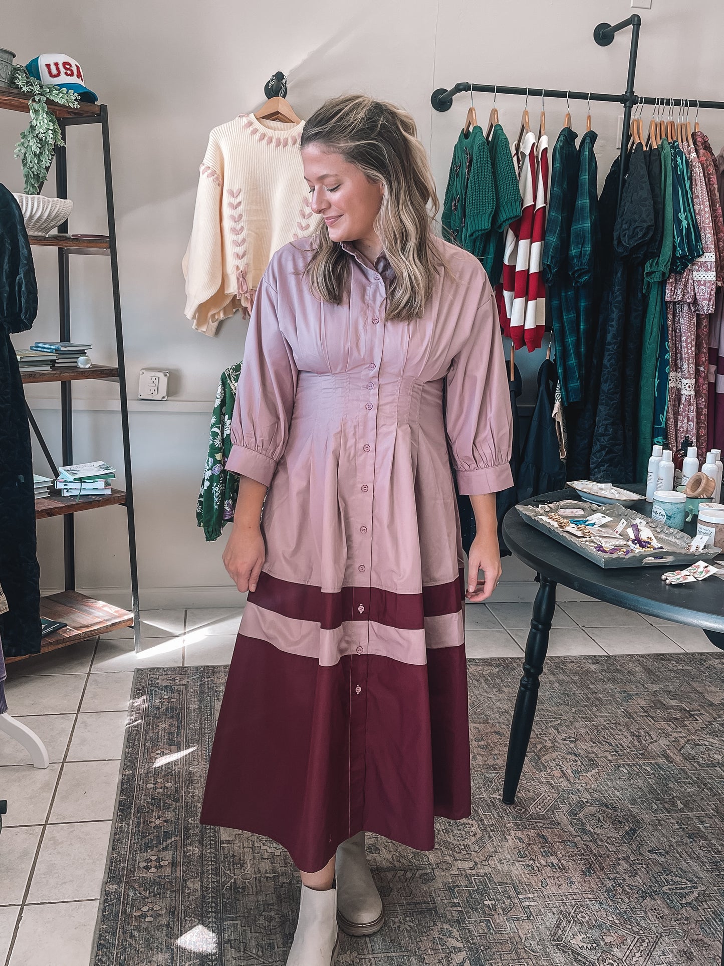 Slate Rose Color Block Dress