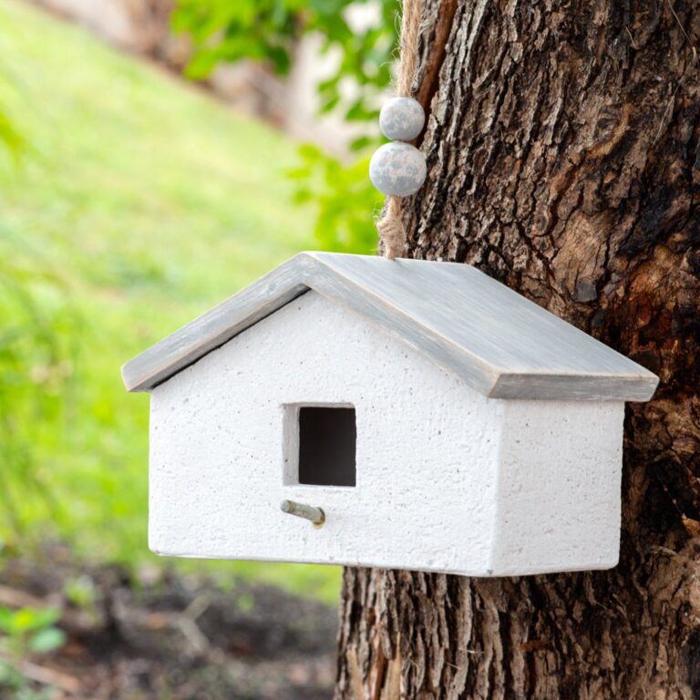 Wide White Birdhouse
