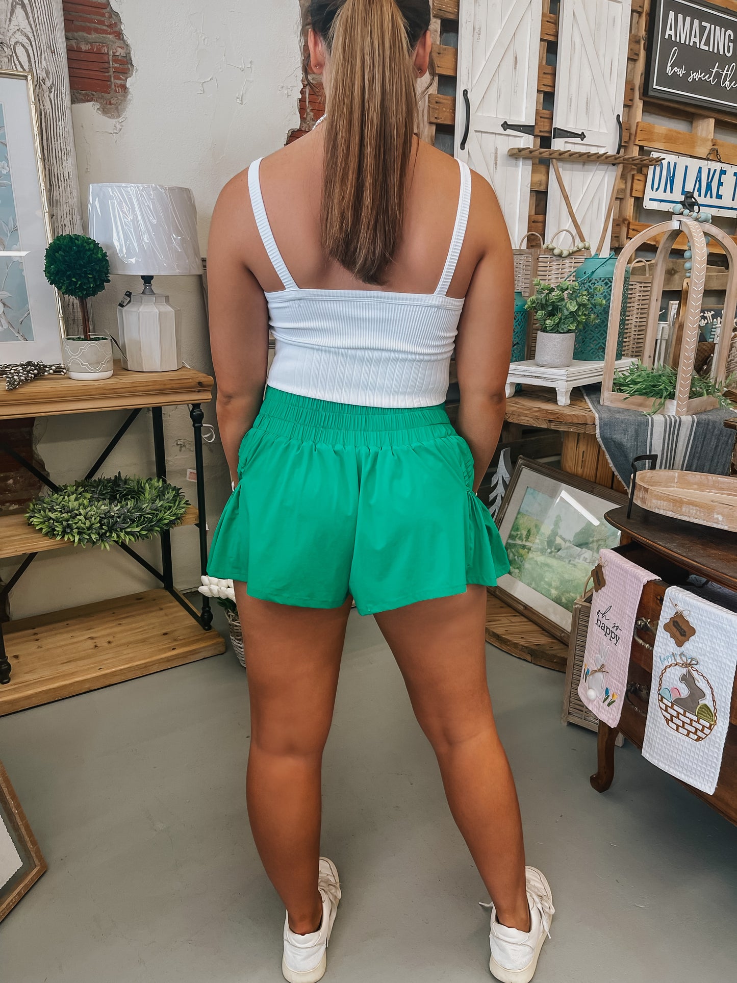 Athleisure Shorts With Chevron Ruffle