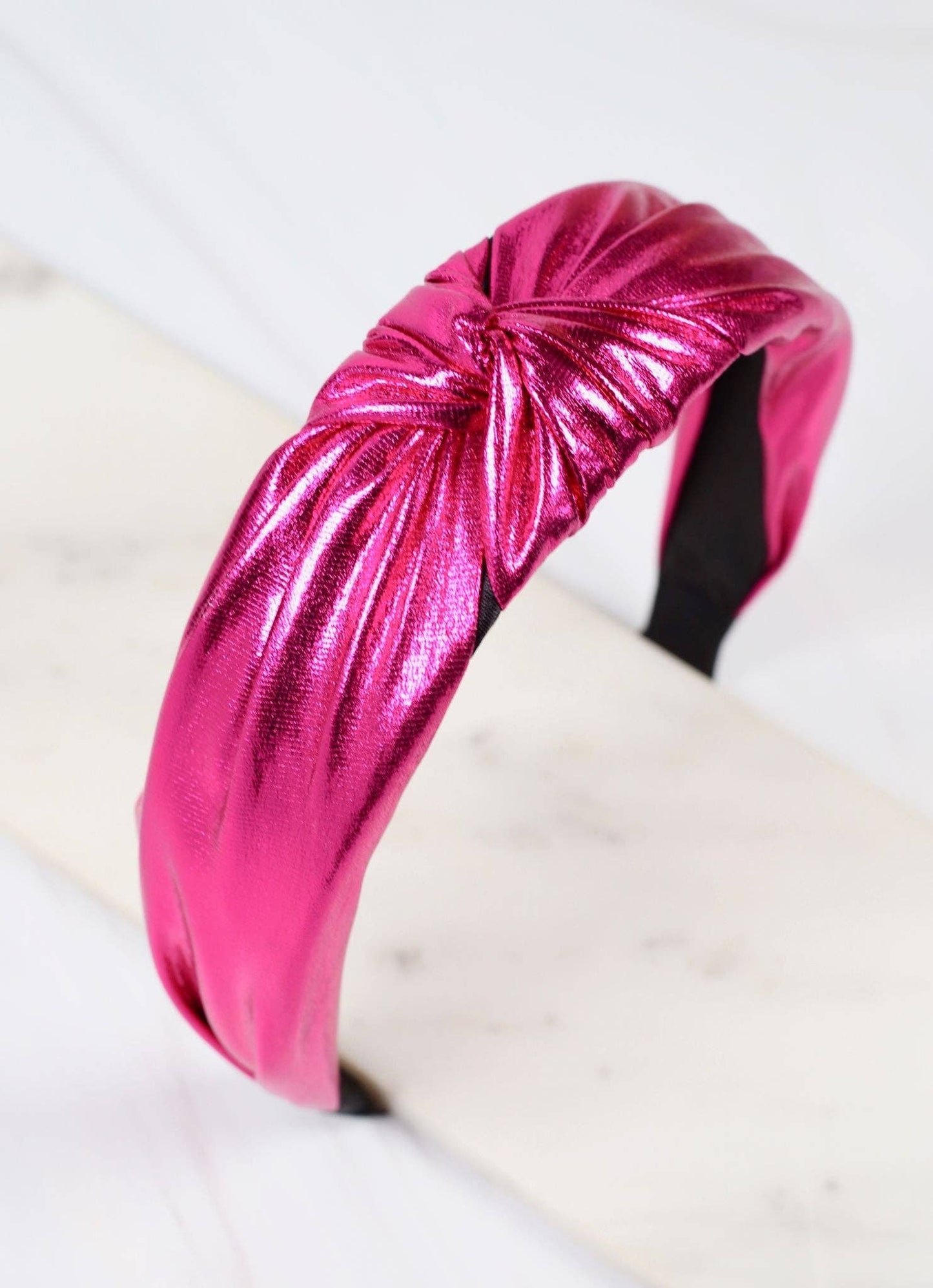 Evie Knot Headband METALLIC FUCHSIA