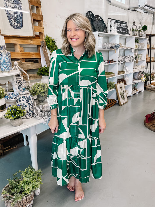 Geometric print button down Dress