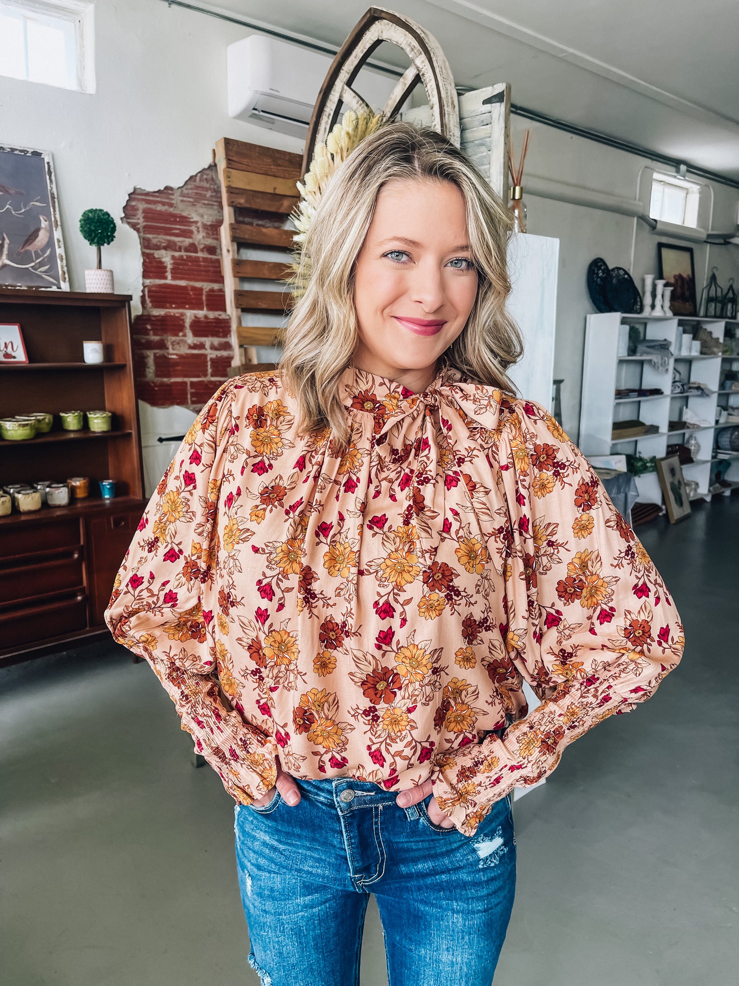 Floral High Neck Top