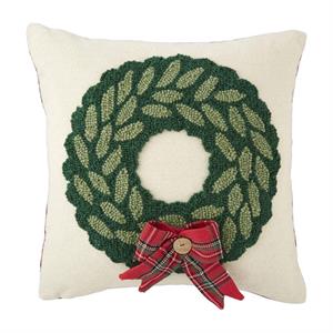 Mudpie-Wreath Tartan Hooked Pillow