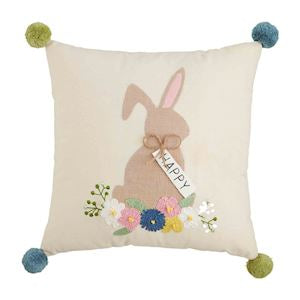 Happy Bunny Embroidery Pillow