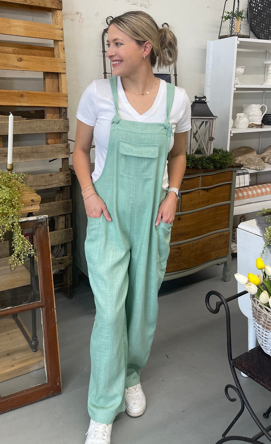 Cropped Relaxed Fit linen Overall