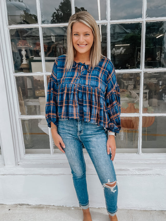 Sheer Crinkle Baby Doll Top