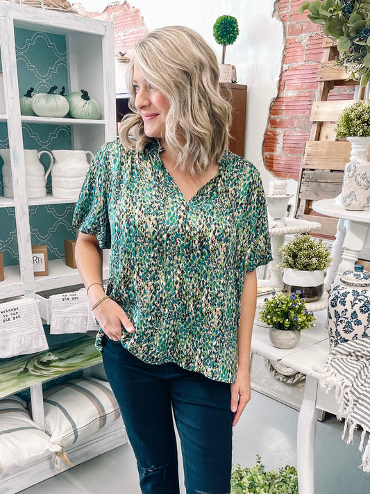 Front Tie Short Sleeve Blouse