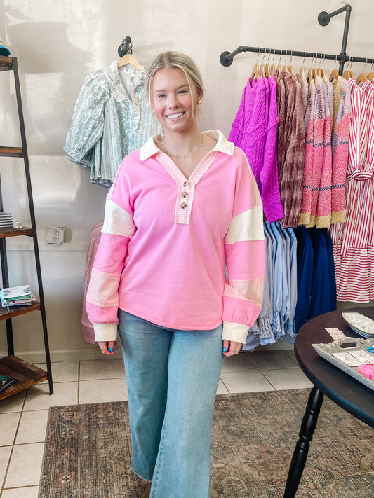 Color Block Oversized Casual Knit Top