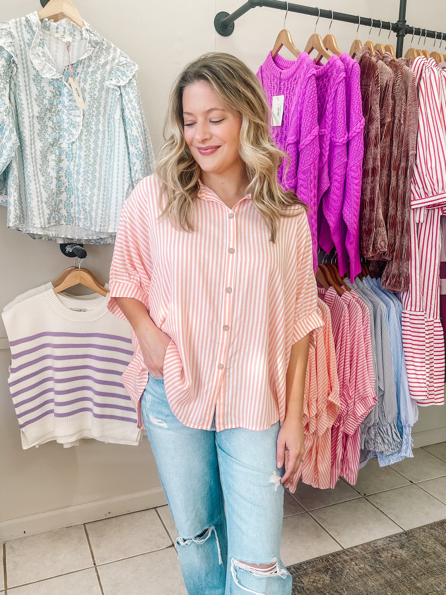 Stripe Button Down Top
