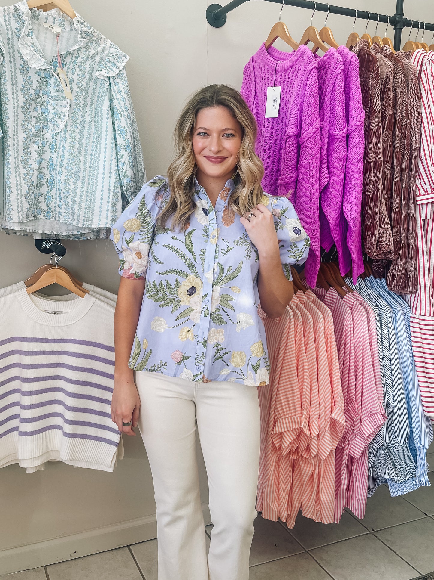 Ruffle neck Floral Print Blouse