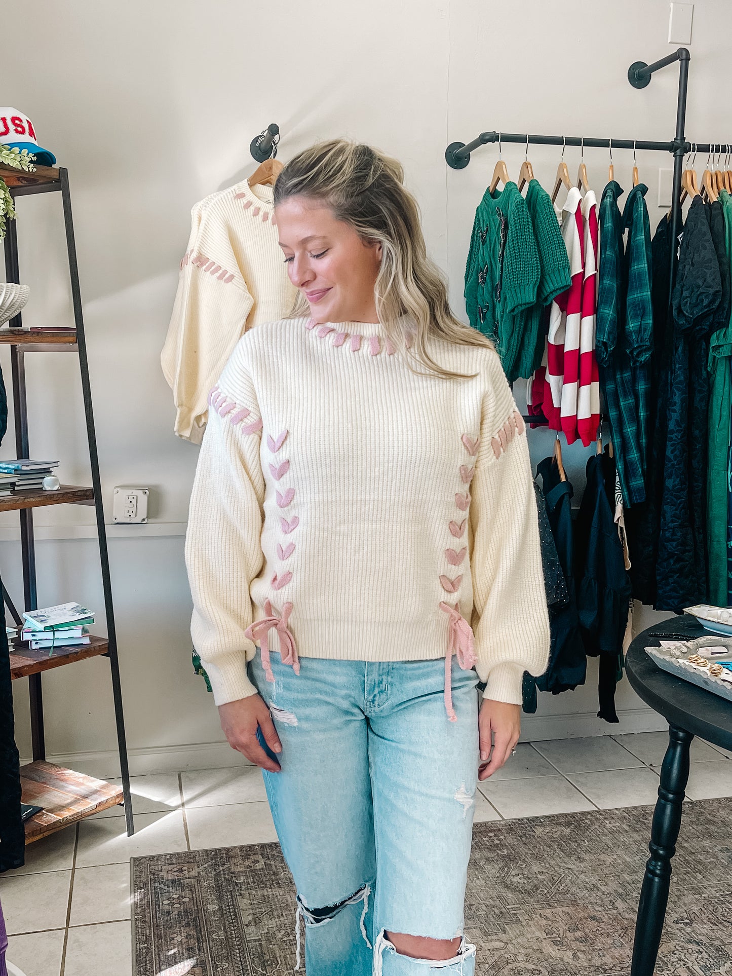 Cream Ribbon Sweater