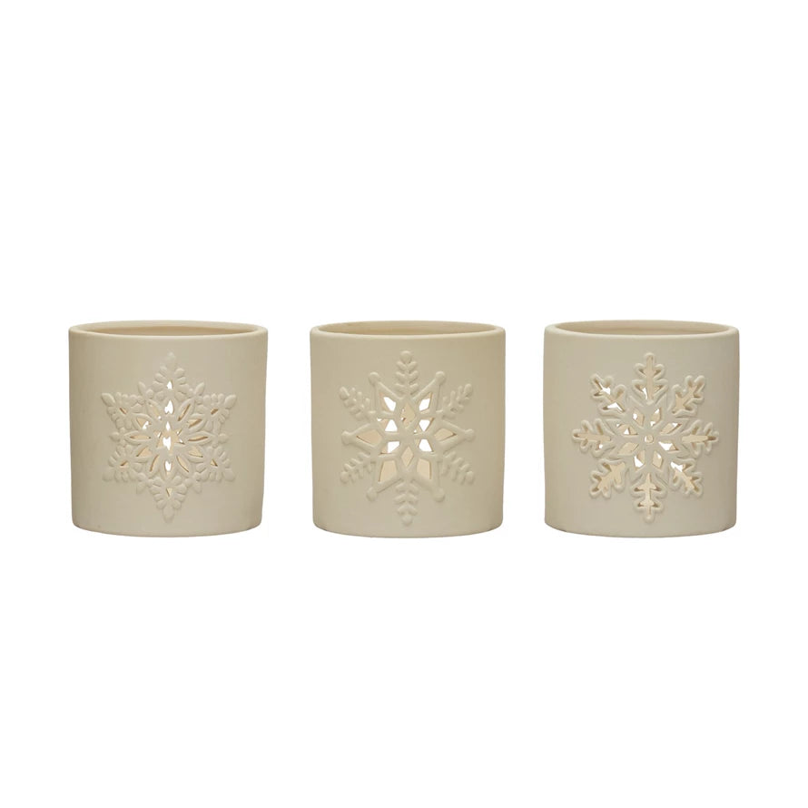 Stoneware White Tea light holder