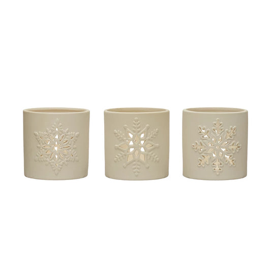 Stoneware White Tea light holder