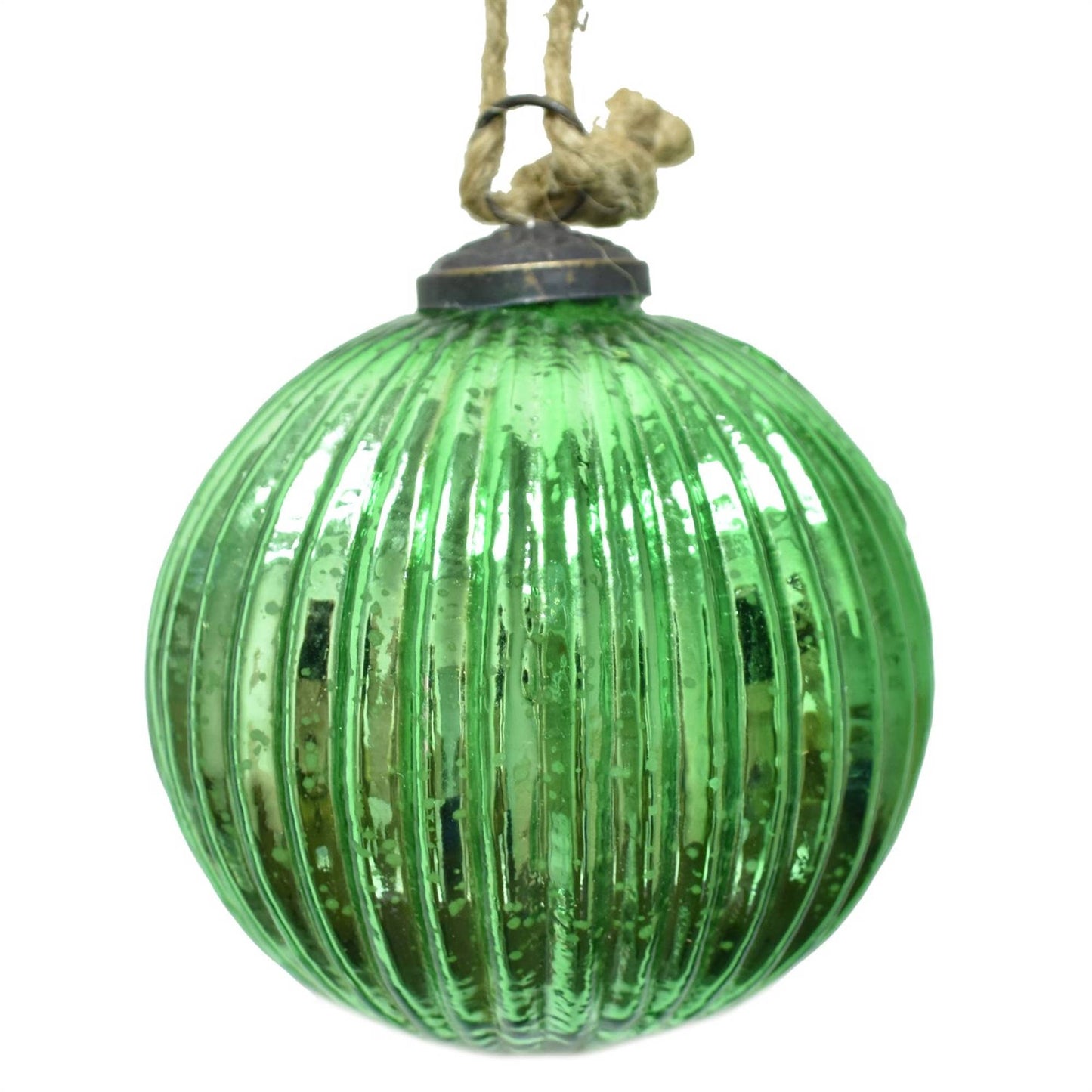 Hammered Glass Ornament 4" Light Green