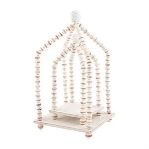 White Wash Large Beaded Lantern