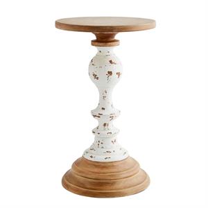 LG WOODEN RUSTIC CANDLESTICK