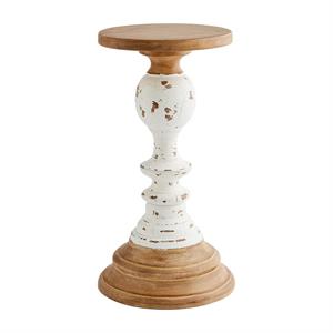 MED WOODEN RUSTIC CANDLESTICK