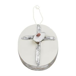 SILVER CROSS OYSTER ORNAMENT