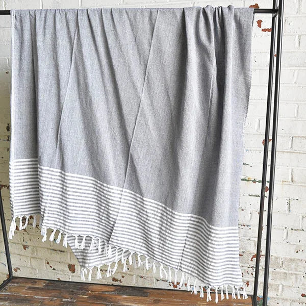 CHARCOAL THROW WITH STRIPE