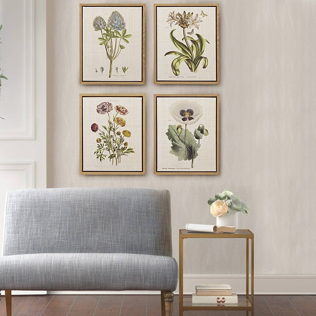 Botanical 4-Piece Linen Canvas Wall Art