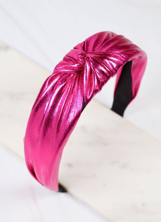 Evie Knot Headband METALLIC FUCHSIA
