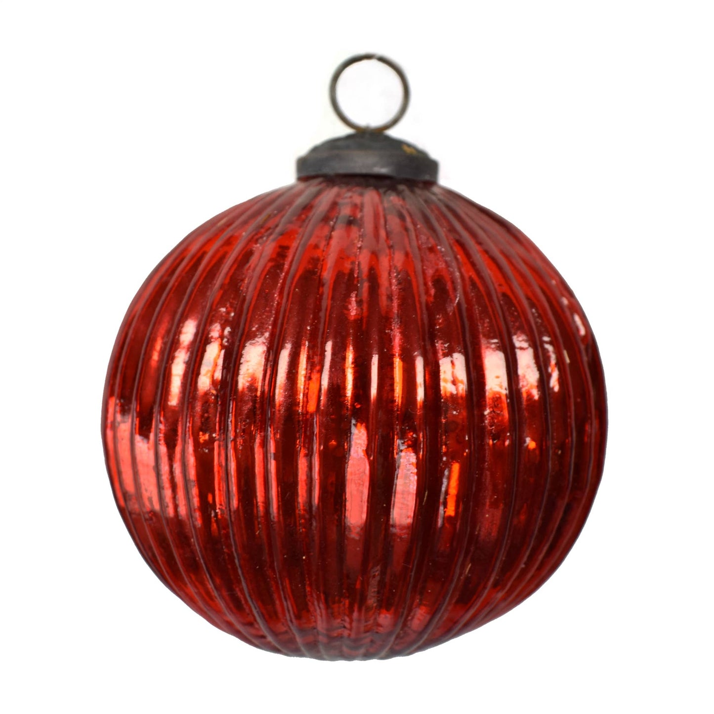 Hammered Glass Ornament 4" Red