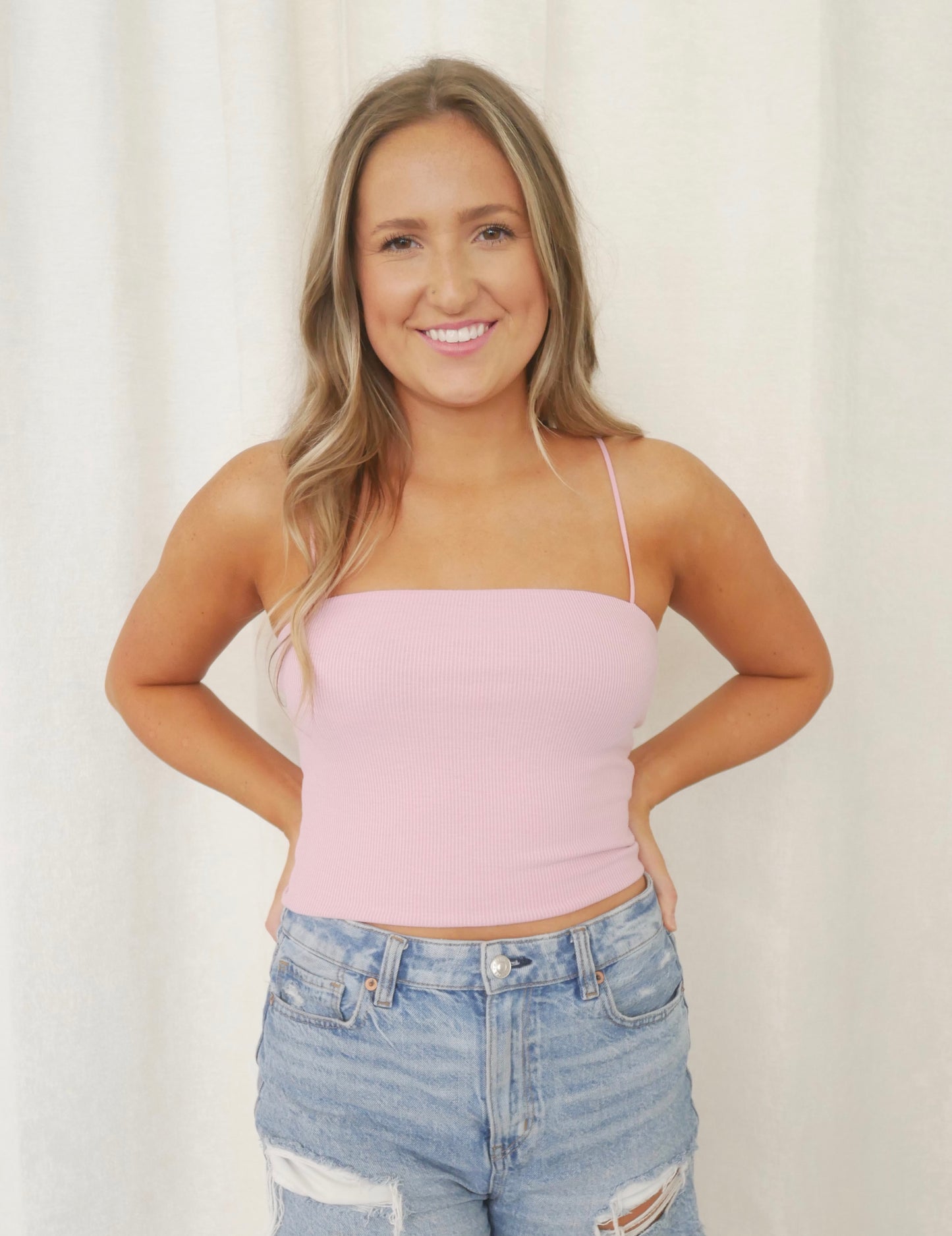 Ribbed Knit Cami Top with Straps